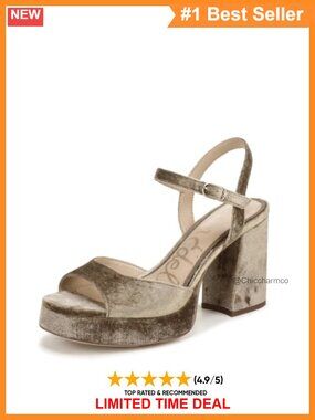 Platform Heeled Sandals with Ankle Strap and Buckle Closure